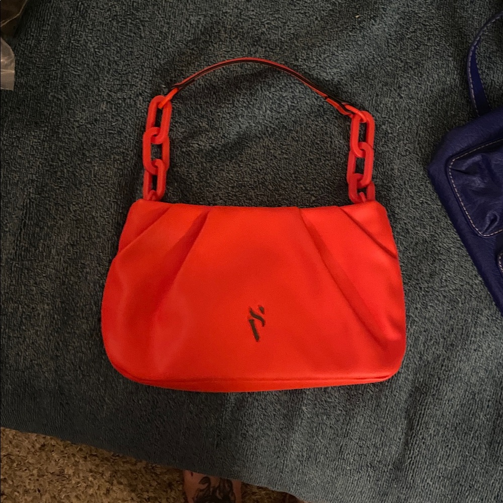 Simply Vera Wang Orange/Red Handbag with Chain Strap
